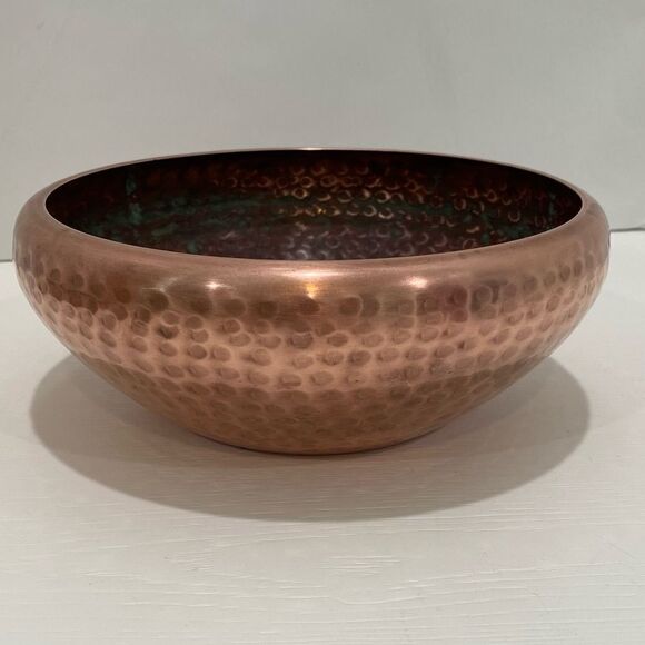 Vintage Hammered Copper Bowl Approximately 3" H X 7.25" Round - Picture 10 of 12